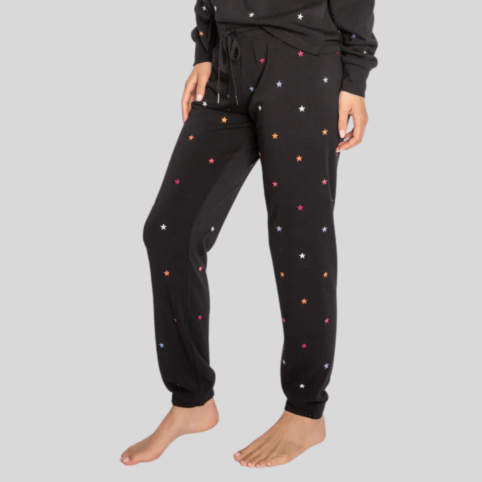 Gotstyle Fashion - PJ Salvage PJs Mini Stars Embroidery Fleece Lounge Pants - Black