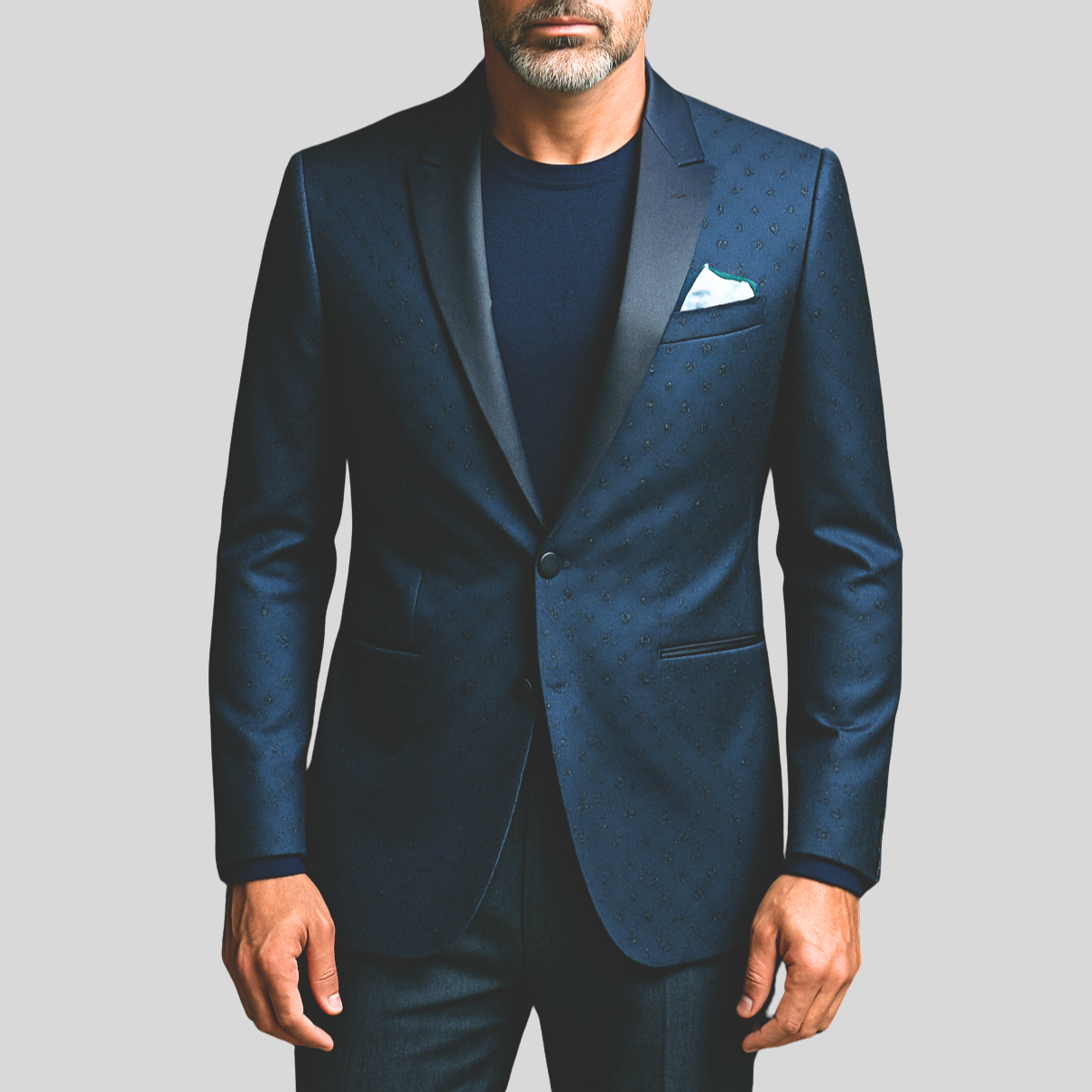 Diamond Sparkles Pattern Blazer - Navy