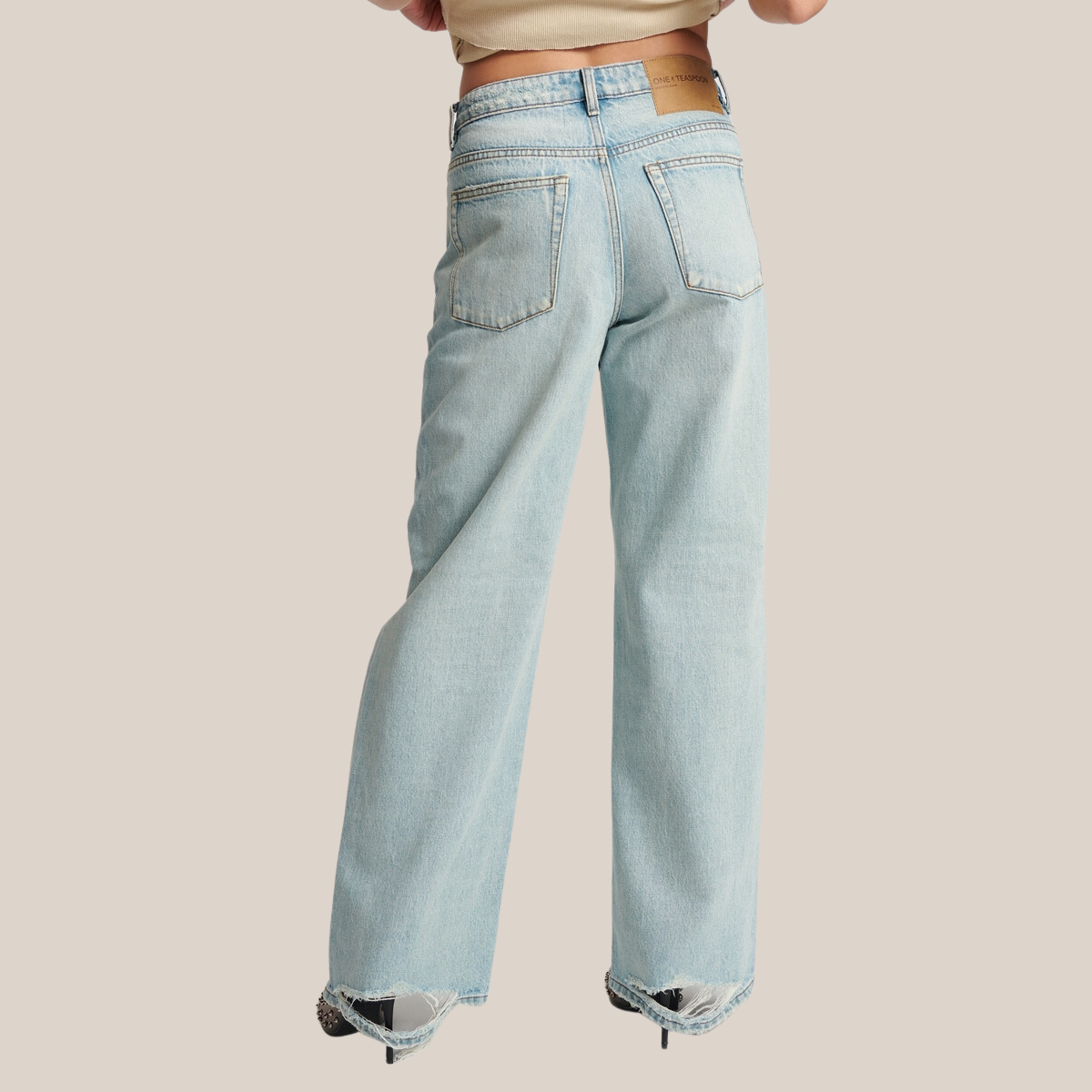 Gotstyle Fashion - One Teaspoon Denim 90s Vibe Mid Waist Wide Leg Flare Jeans - Light Blue