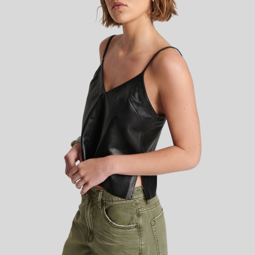 Gotstyle Fashion - One Teaspoon Tops Leather Cami Top - Black