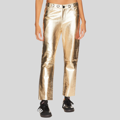Gotstyle Fashion - One Teaspoon Pants Coated Leather Drop Crotch Pant - Gold