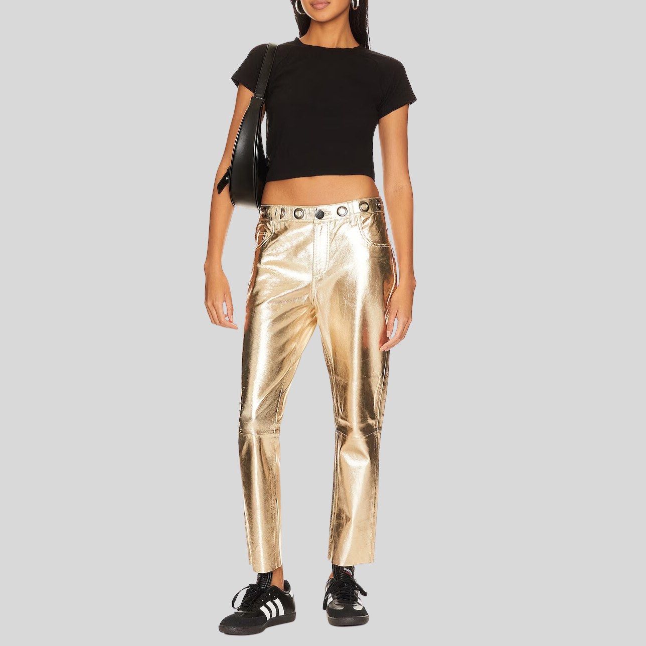 Gotstyle Fashion - One Teaspoon Pants Coated Leather Drop Crotch Pant - Gold