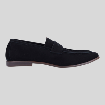Cashmere Suede Penny Loafer - Black