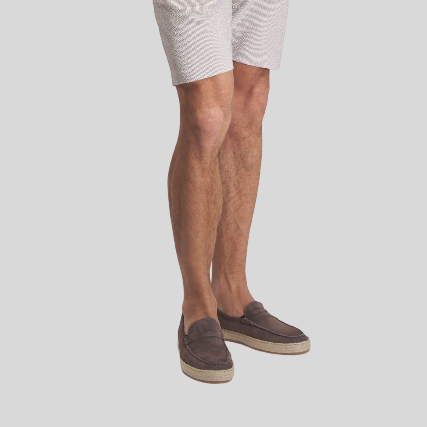 Suede Penny Loafer Raffia Sidewall - Slate