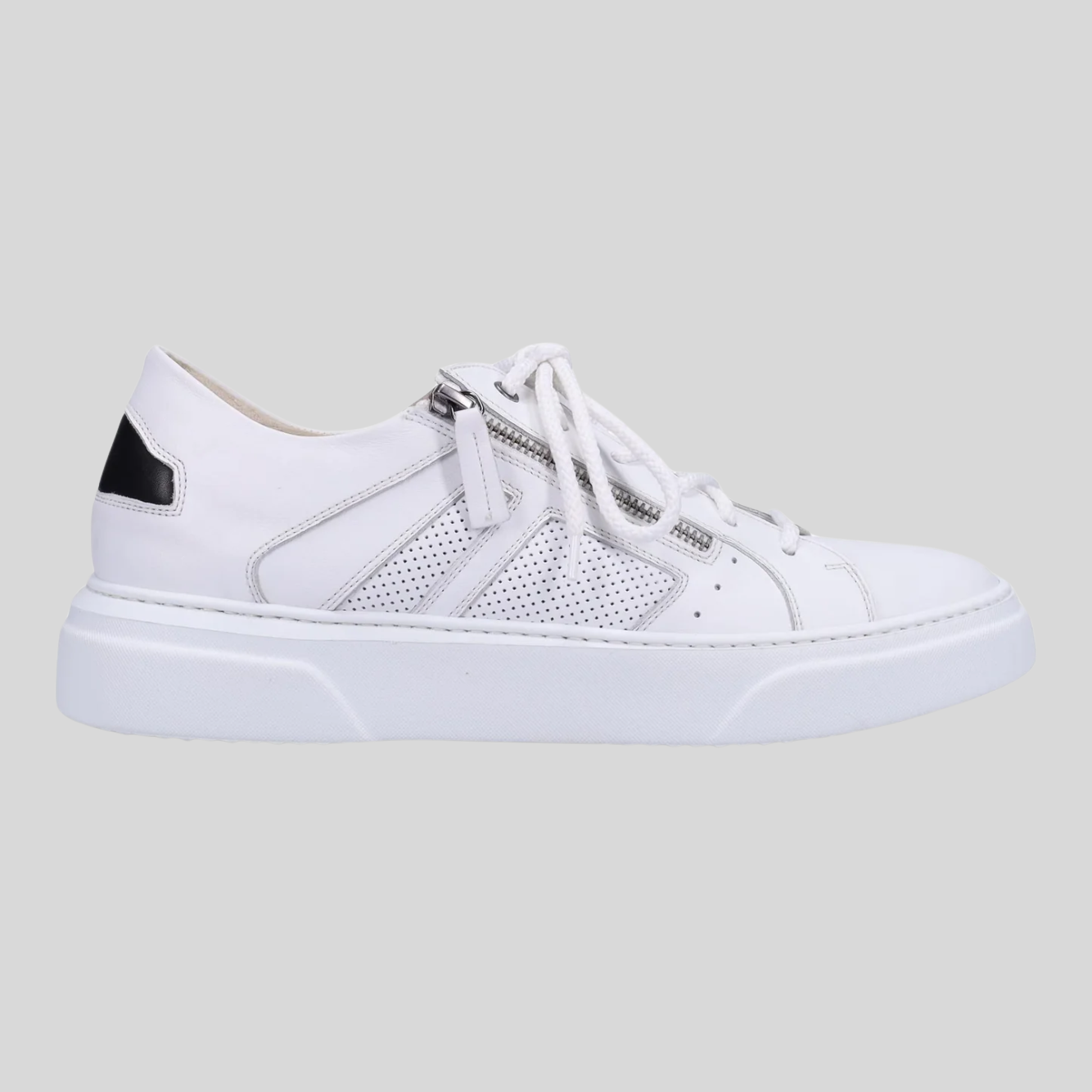 Padded Calf Leather Sneaker - White