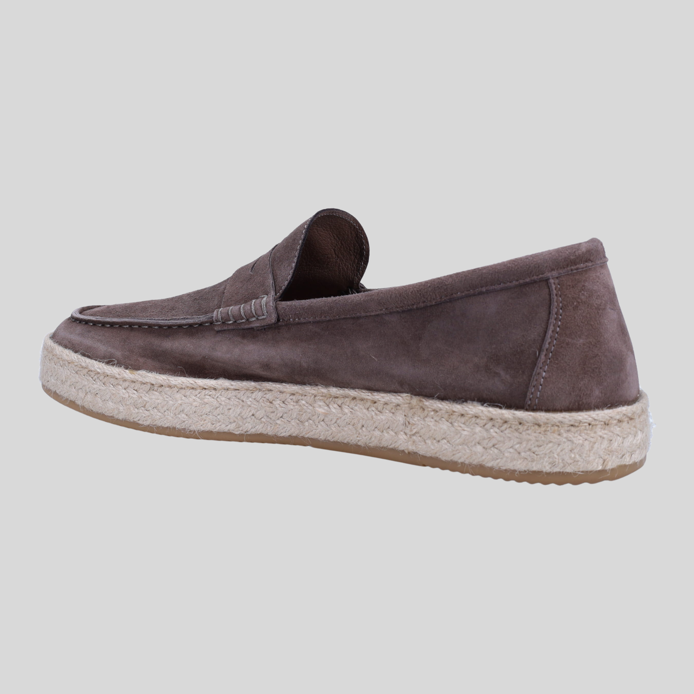 Suede Penny Loafer Raffia Sidewall - Slate