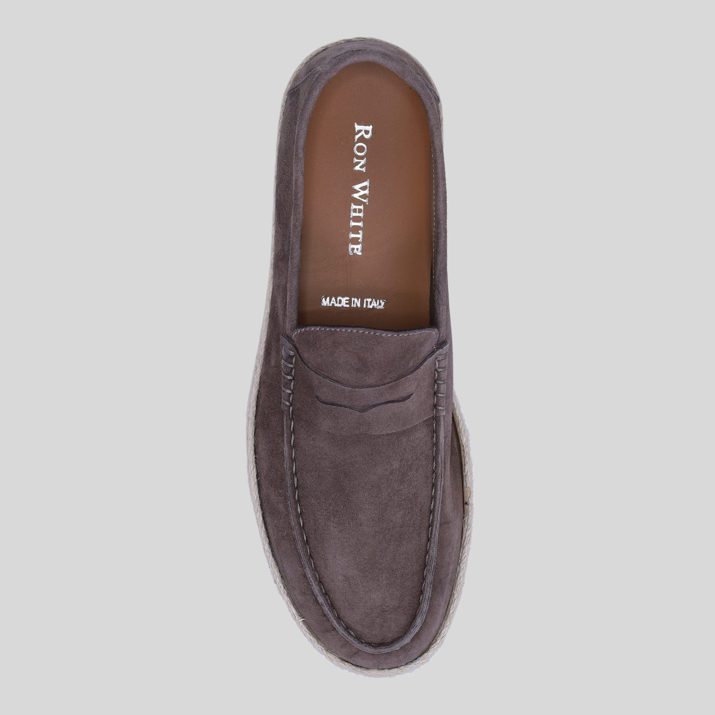 Suede Penny Loafer Raffia Sidewall - Slate