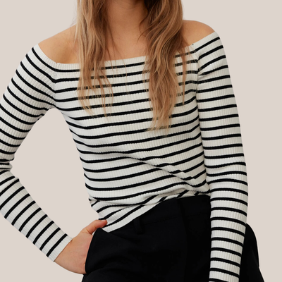 Gotstyle Fashion - Sofie Schnoor Tops Stripe Off-Shoulder Top - Black/White