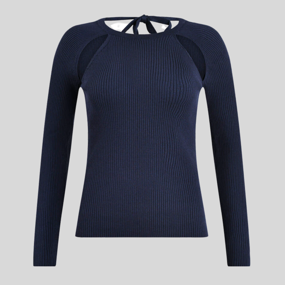 Gotstyle Fashion - Sofie Schnoor Tops Open Back Detail Rib Knit Top - Navy