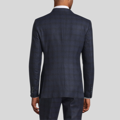 Gotstyle Fashion - Christopher Bates Blazers Shadow Checks Double Breasted Jacket - Navy