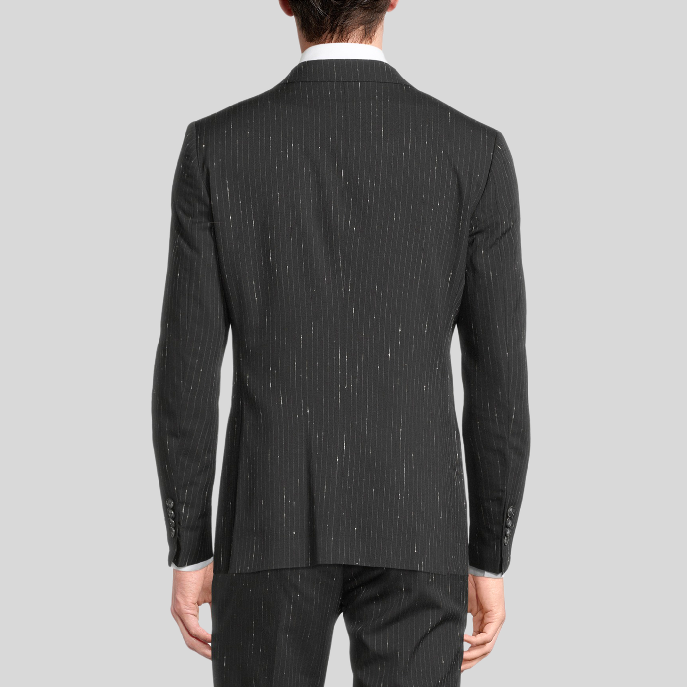 Gotstyle Fashion - Christopher Bates Suits Shooting Star Pinstripe Peaked Jacket - Black