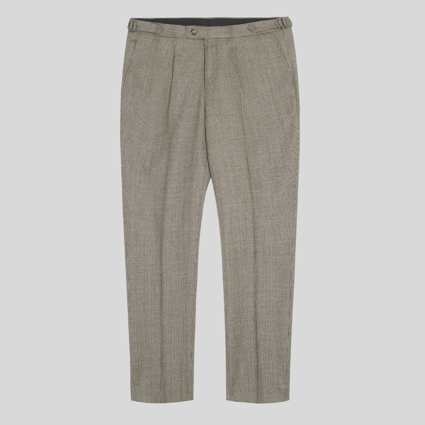 Micro Houndstooth Pleated Trousers - Tan