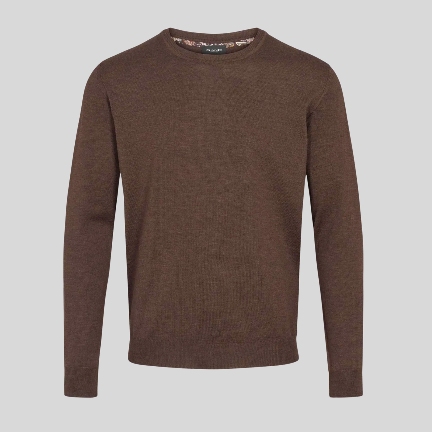 Extra Fine Merino Crew Knit Sweater - Brown