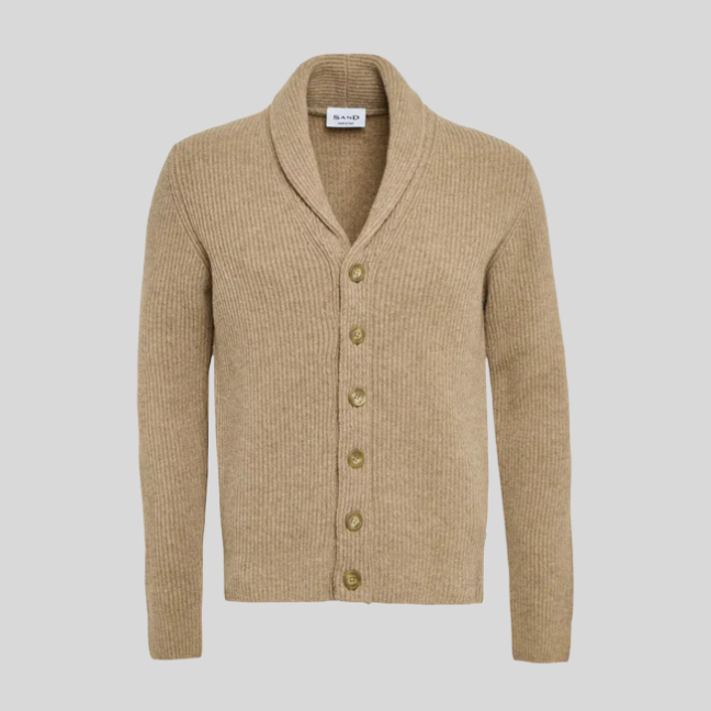 Shawl Collar Micro Knit Cardigan - Beige
