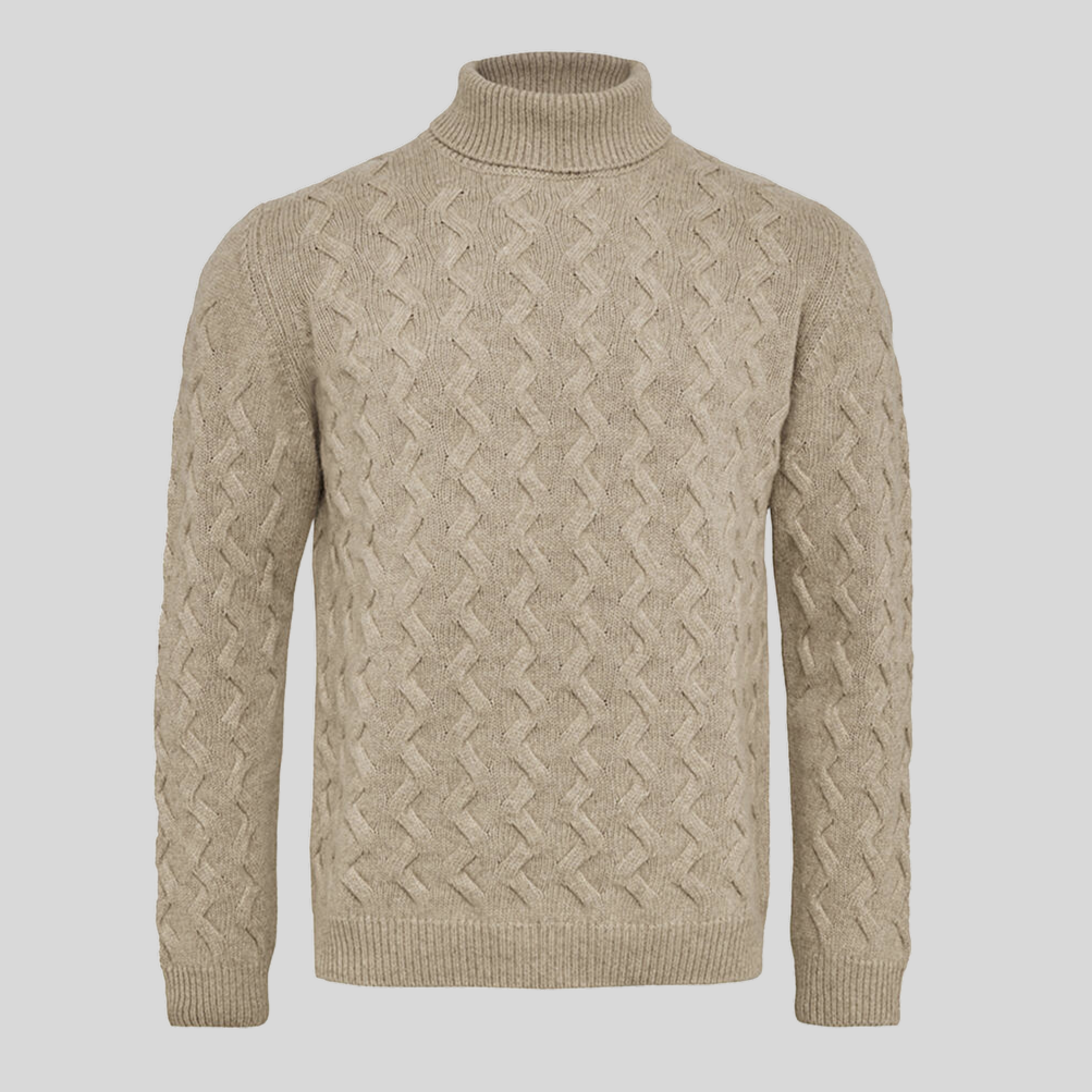 Wool / Cashmere Cable Knit Turtleneck - Oat