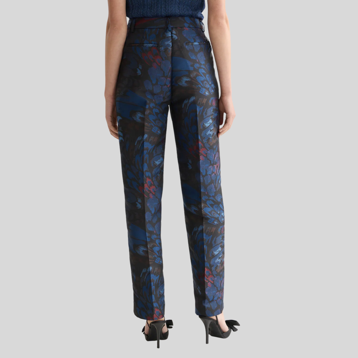 Abstract Feathers Jacquard Trousers - Navy
