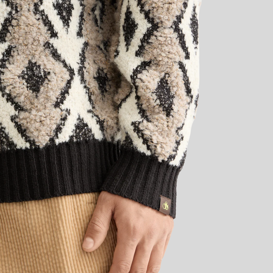 Modern Argyle Quarter-Zip Sweater - Tan