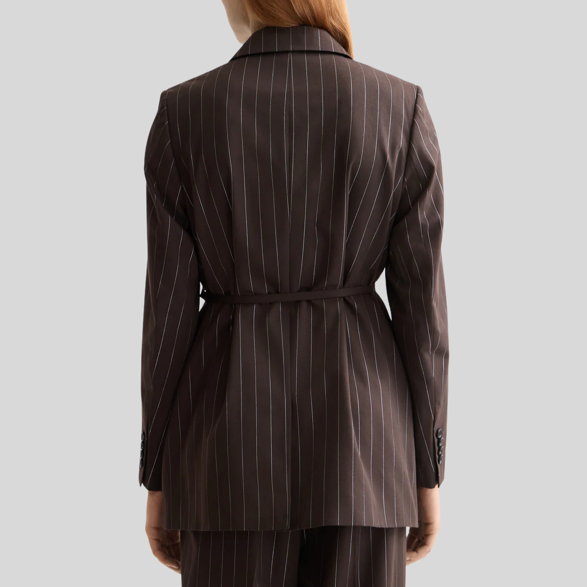 Lurex Pinstripe Blazer - Brown