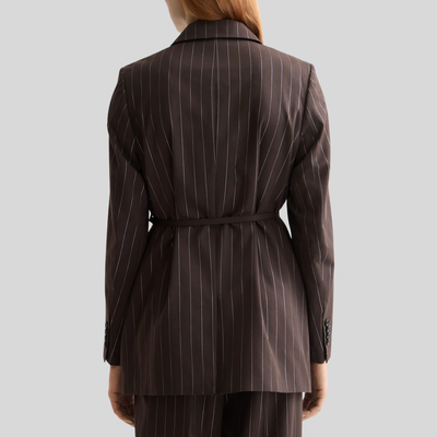 Lurex Pinstripe Blazer - Brown