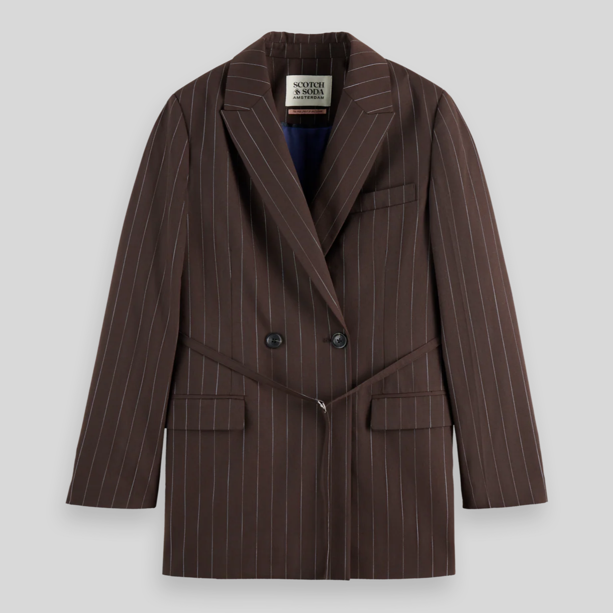 Lurex Pinstripe Blazer - Brown
