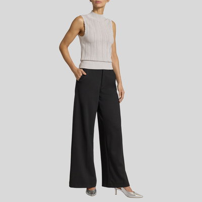 Metallic Pointelle Knit Tank - Silver