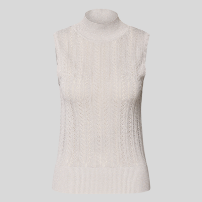 Metallic Pointelle Knit Tank - Silver