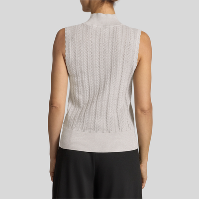 Metallic Pointelle Knit Tank - Silver