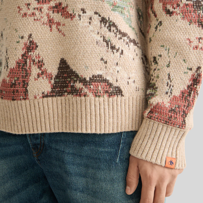 Mountain Artwork Crew Sweater - Tan