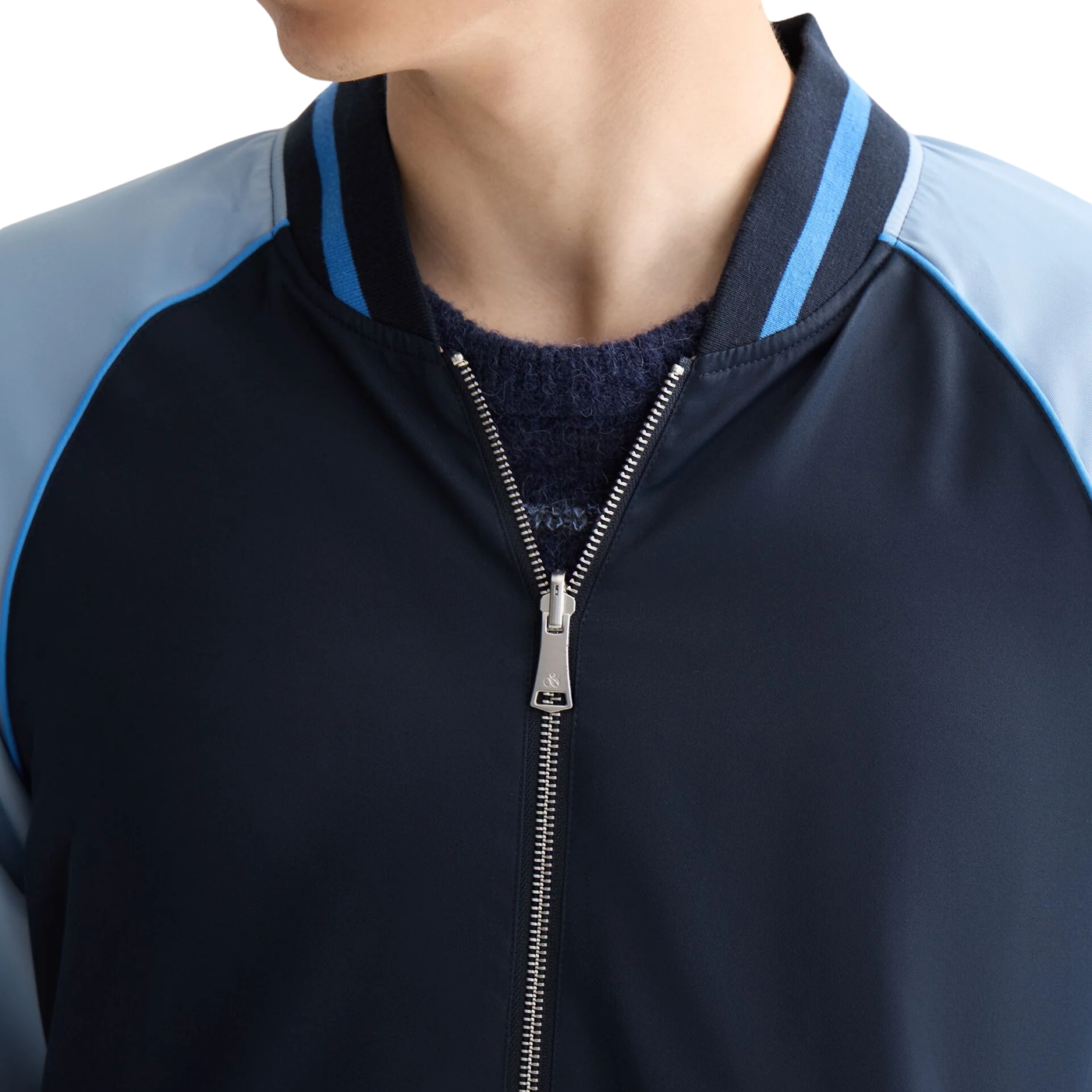 Reversible Bomber with Contrast Trim - Blue