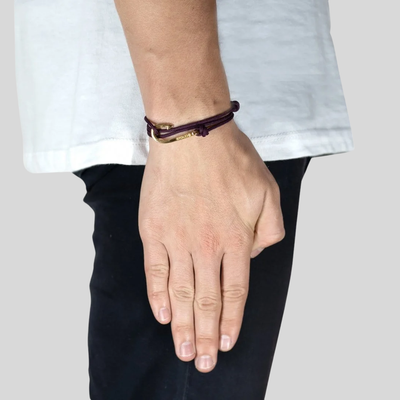 Braided Rope Fish Hook Bracelet - Maroon