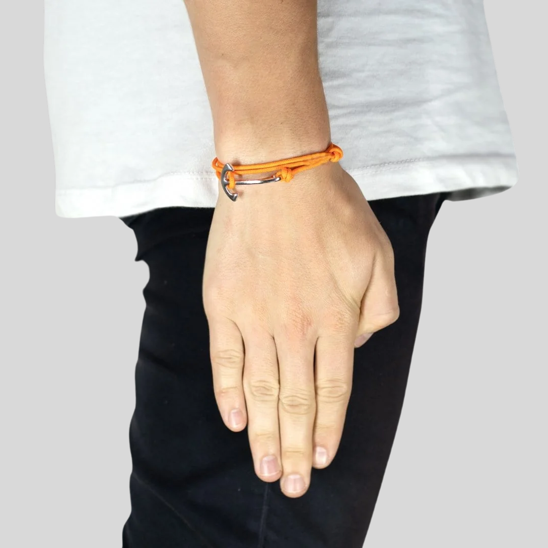 Braided Rope Anchor Hook Bracelet - Orange