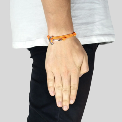 Braided Rope Anchor Hook Bracelet - Orange