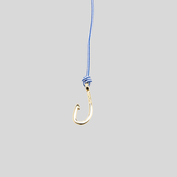 Braided Stripe Rope Fish Hook Bracelet - Blue