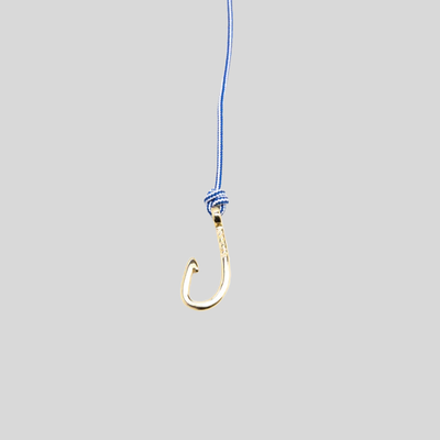 Braided Stripe Rope Fish Hook Bracelet - Blue