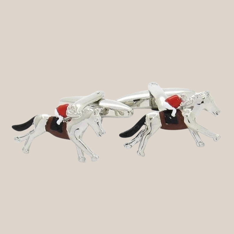 Horse Racing Silver Premium Cufflinks