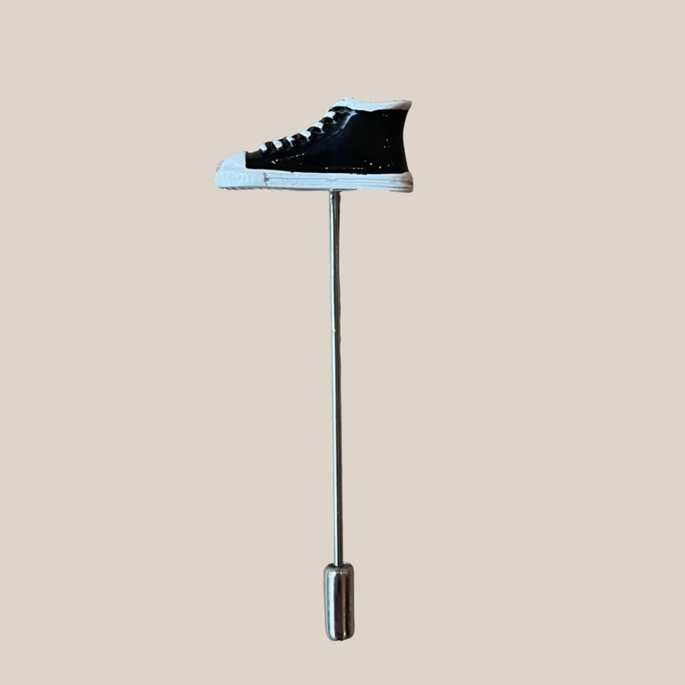 Black Sneaker Silver Lapel Pin