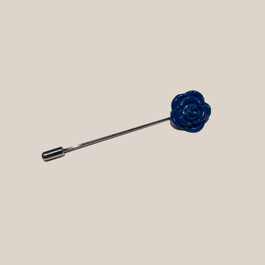 Blue Flower Silver Lapel Pin