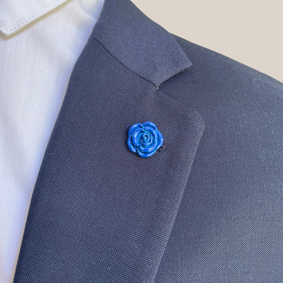 Blue Flower Silver Lapel Pin