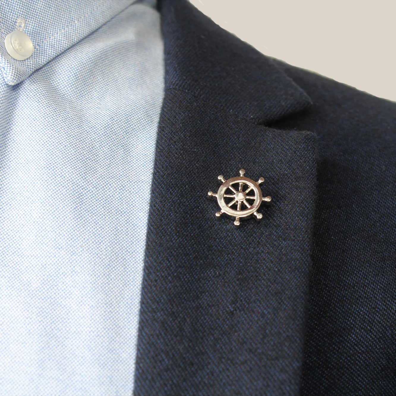 Captain Wheel Silver Lapel Pin