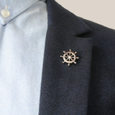 Captain Wheel Silver Lapel Pin