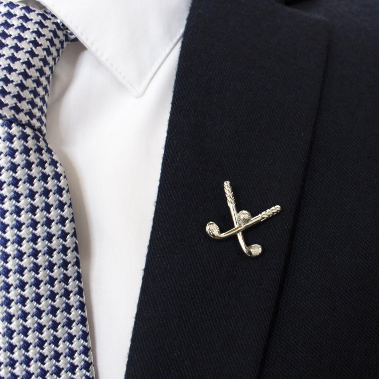Golf Clubs Silver Lapel Pin
