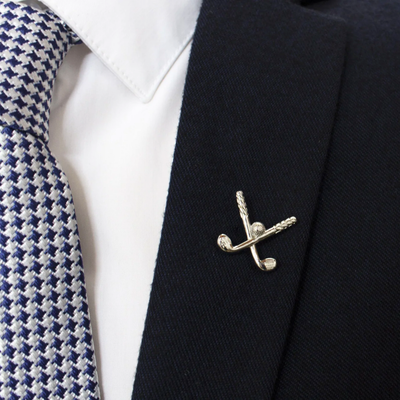 Golf Clubs Silver Lapel Pin