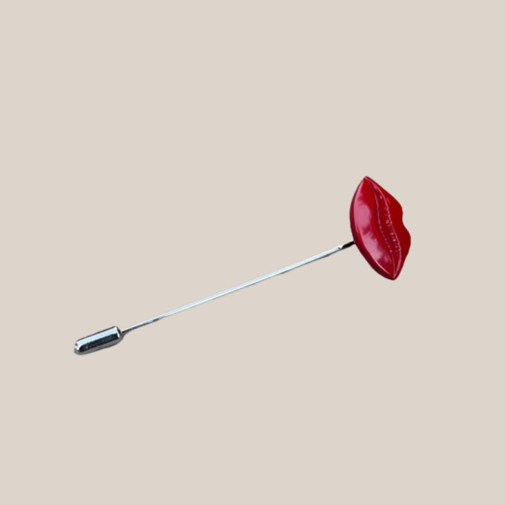 Red Lips Silver Lapel Pin