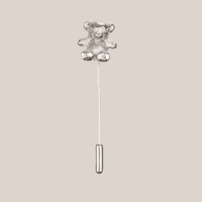 Teddy Bear Silver Lapel Pin