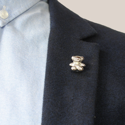 Teddy Bear Silver Lapel Pin