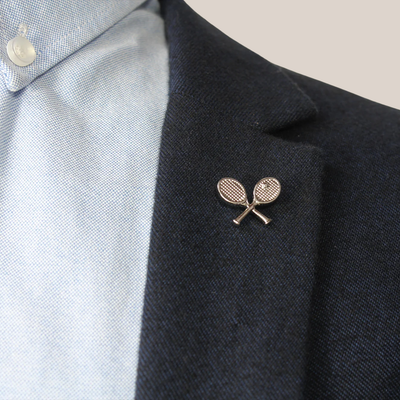 Tennis Racquets Silver Lapel Pin