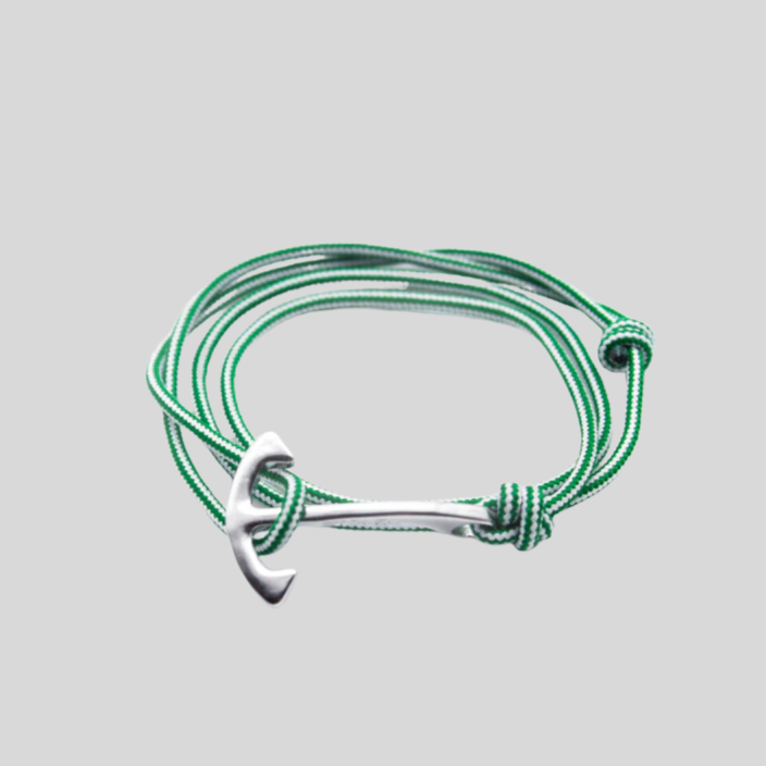 Braided Stripe Rope Anchor Hook Bracelet - Green