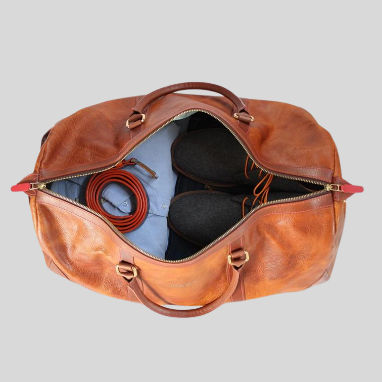 Italian Leather Weekend Bag - Brown