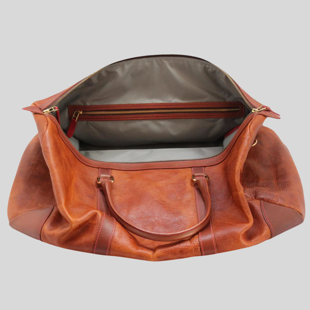 Italian Leather Weekend Bag - Brown