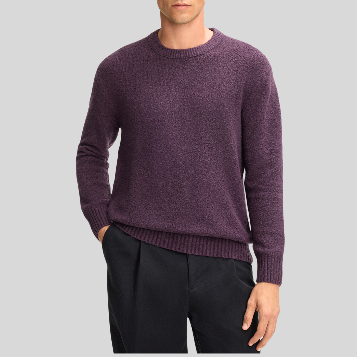 Soft Boucle Textured Sweater - Purple